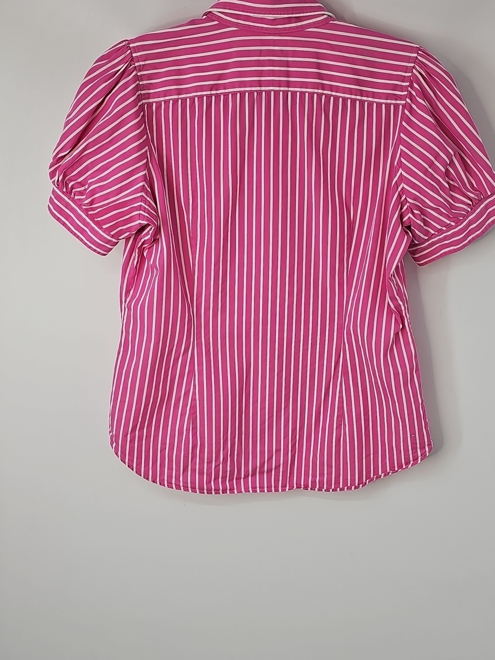 Ralph Lauren Pink Striped‎ 100% Cotton Puff Sleeved Button Front Blouse Classic - Picture 7 of 9